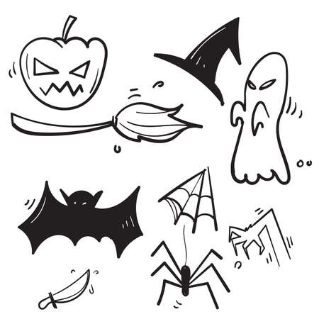 hand drawn doodle halloween icon symbol illustration with cartoon styleのイラスト素材