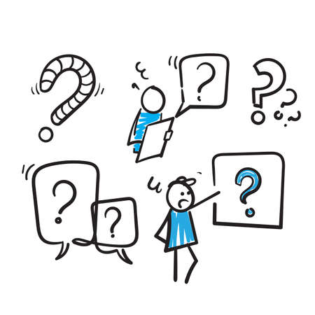 hand drawn Simple Set of Question Related Vector Line Icons with doodle style vectorのイラスト素材