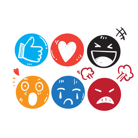 hand drawn emoji character emoticons comment for social media in doodle style vector isolatedのイラスト素材