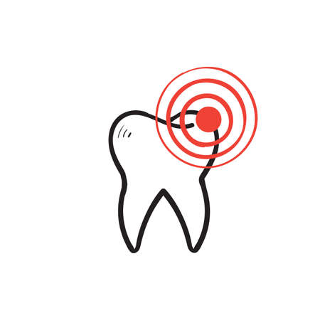 hand drawn doodle tooth ache icon illustration vector isolated backgroundのイラスト素材