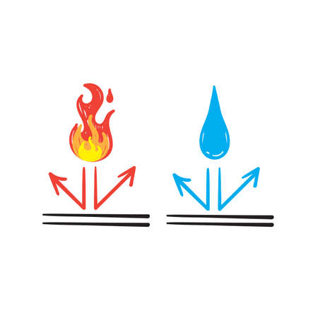 hand drawn doodle fireproof and waterproof element symbol illustration vectorのイラスト素材