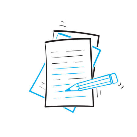 hand drawn doodle pencil and paper symbol for Creative writing, storytelling concept illustration vectorのイラスト素材