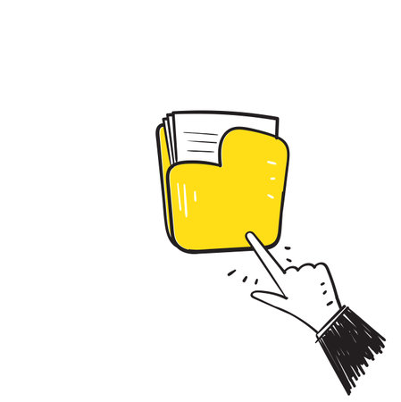 hand drawn doodle folder icon illustration vectorのイラスト素材
