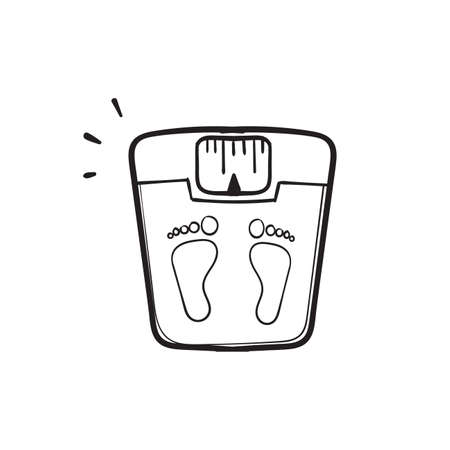 hand drawn doodle floor scale body weighting illustration vectorのイラスト素材