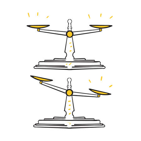 hand drawn doodle weight scale concept illustration vectorのイラスト素材