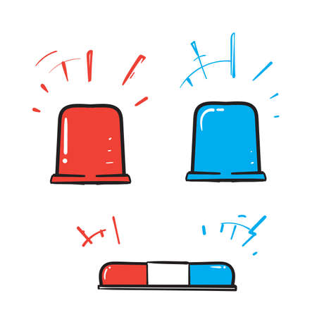 hand drawn doodle emergency lamp or siren lamp illustration vector isolatedのイラスト素材