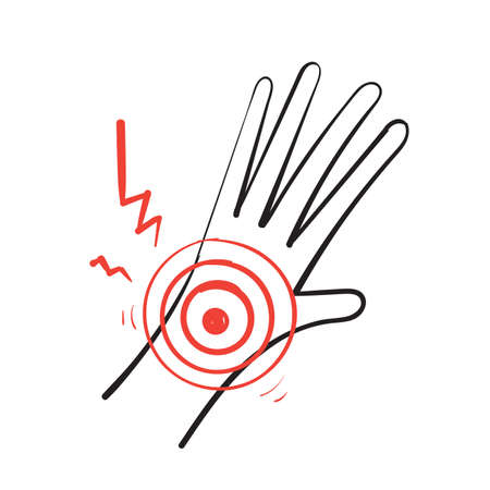 hand drawn doodle wrist pain illustration vector isolatedのイラスト素材