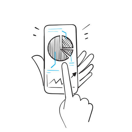 hand drawn doodle pie chart data diagram illustration vectorのイラスト素材