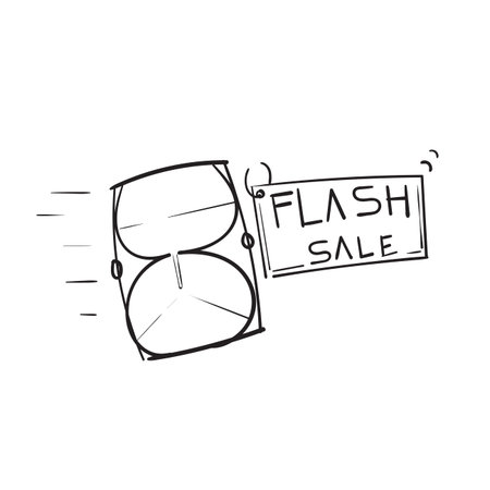 hand drawn doodle hourglass symbol for flash sale illustration vector isolated
