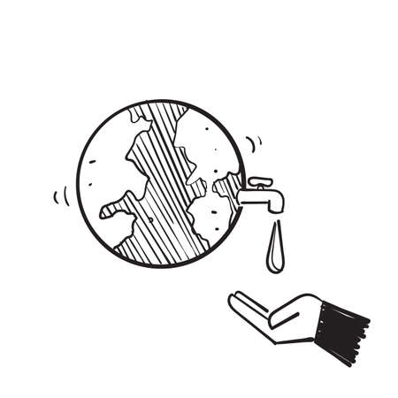 hand drawn doodle save water icon illustration vectorのイラスト素材