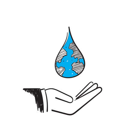 hand drawn doodle save water icon illustration vectorのイラスト素材
