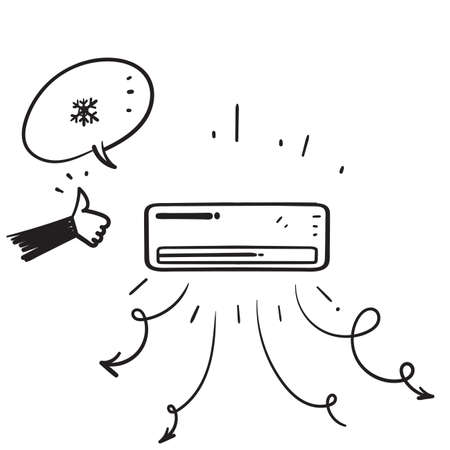 hand drawn doodle air conditioner illustration icon vectorのイラスト素材