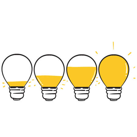 hand drawn doodle bulb light level illustration vectorのイラスト素材