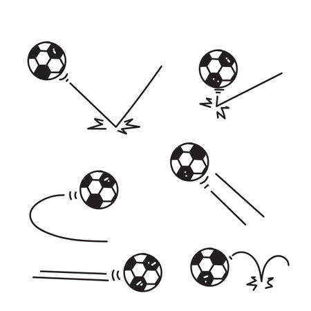 hand drawn doodle sport ball bounce collection illustration vectorのイラスト素材