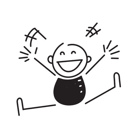 hand drawn doodle happy smiling character illustration vectorのイラスト素材