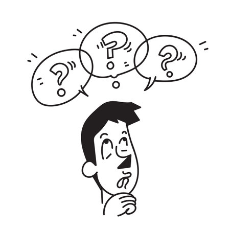 hand drawn doodle character with Message box question mark illustrationのイラスト素材
