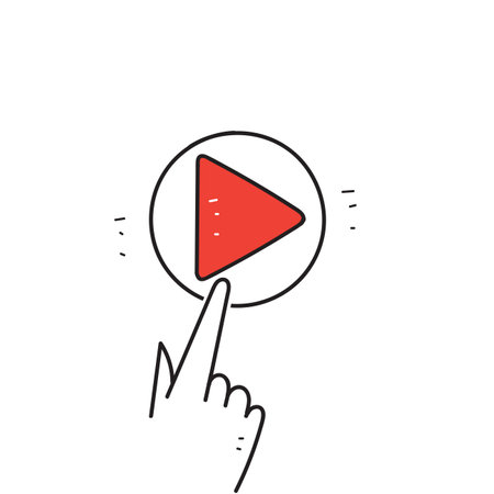 hand drawn doodle play button illustration vector isolatedのイラスト素材