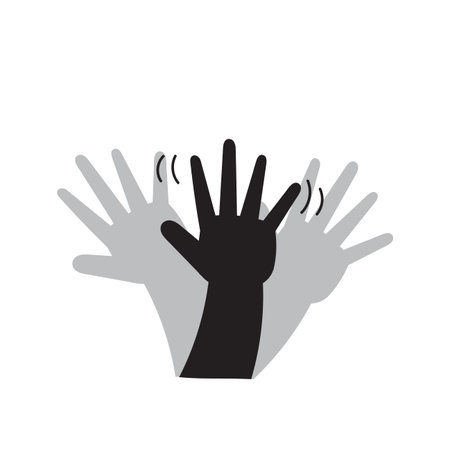 hand drawn doodle hand waving hello illustration vectorのイラスト素材