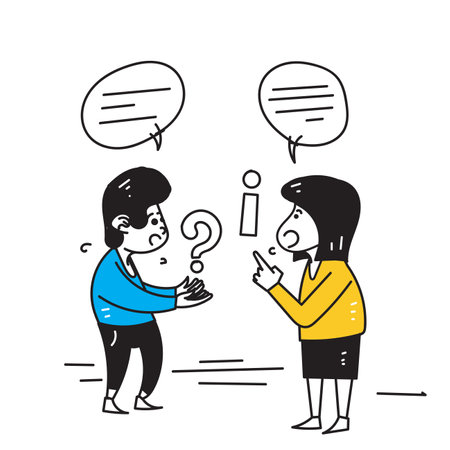 hand drawn doodle bubble chat with question mark and information sign illustrationのイラスト素材