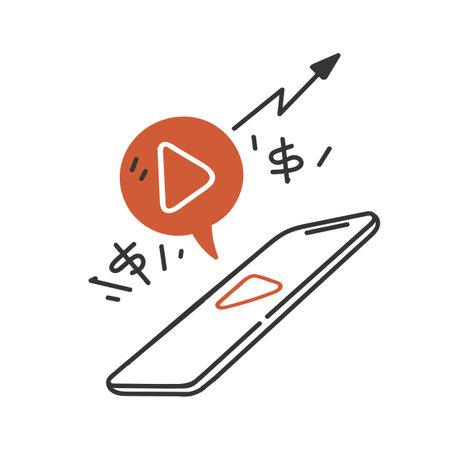 hand drawn doodle phone with playing video button illustration vectorのイラスト素材