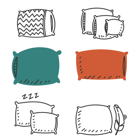 hand drawn doodle pillow illustration vectorのイラスト素材