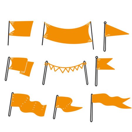 hand drawn doodle flag garland and banner illustration vectorのイラスト素材