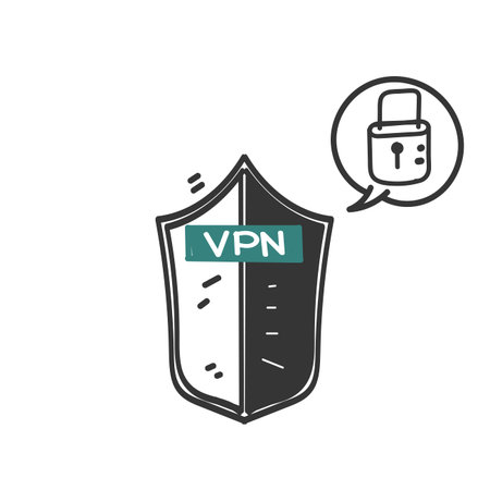 hand drawn doodle vpn shield illustration logo sign illustration vectorのイラスト素材