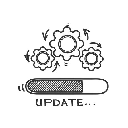 hand drawn doodle Update process icon illustration