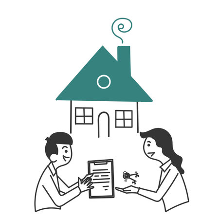 hand drawn doodle house form contract document clipboard and key illustration vectorのイラスト素材