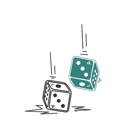 hand drawn doodle Game dice illustration vectorのイラスト素材