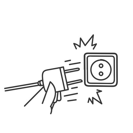 hand drawn doodle unplug the power plug illustration vectorのイラスト素材