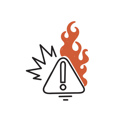 hand drawn doodle fire warning sign illustrationのイラスト素材
