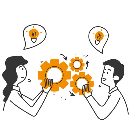 hand drawn doodle creative illustration of business person filled with ideas thoughtsのイラスト素材