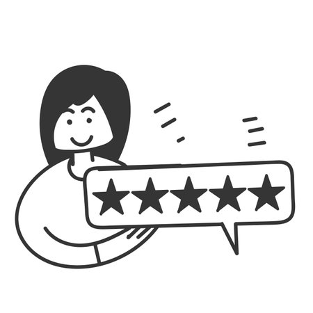 hand drawn doodle Giving Five Star Feedback review illustration vectorのイラスト素材