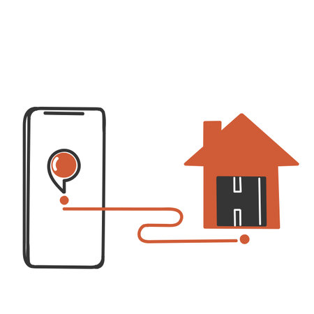 hand drawn doodle gps delivery tracking package mobile illustration vectorのイラスト素材