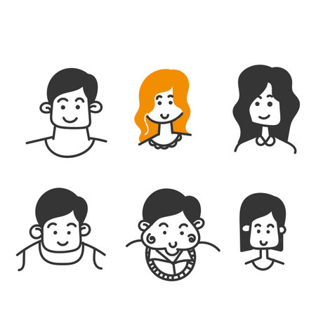 hand drawn doodle Avatar profile picture icon illustration vectorのイラスト素材