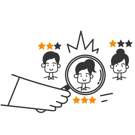 hand drawn doodle hr management and hiring concept illustrationのイラスト素材