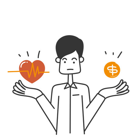 hand drawn doodle Health and work on hand choice balanceのイラスト素材