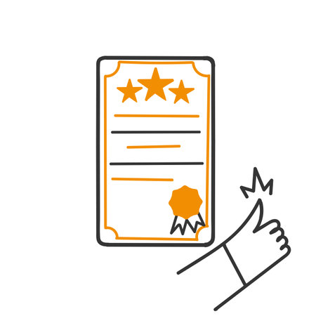 hand drawn doodle Icon of achievement certificate illustrationのイラスト素材