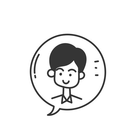 hand drawn doodle Speech bubble and avatar icon illustrationのイラスト素材