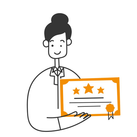 hand drawn doodle Icon of achievement certificate illustrationのイラスト素材