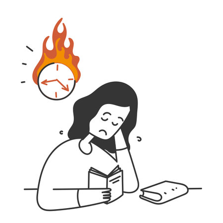 hand drawn doodle student learning hard for exam or work illustrationのイラスト素材