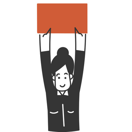 hand drawn doodle girl holding board illustration vectorのイラスト素材