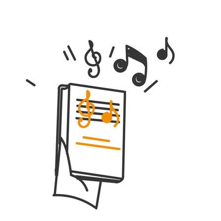 hand drawn doodle music book illustration vector isolatedのイラスト素材