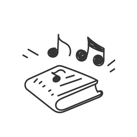 hand drawn doodle music book illustration vector isolatedのイラスト素材