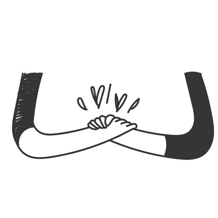 hand drawn doodle Soul brother handshake icon illustration cartoonのイラスト素材