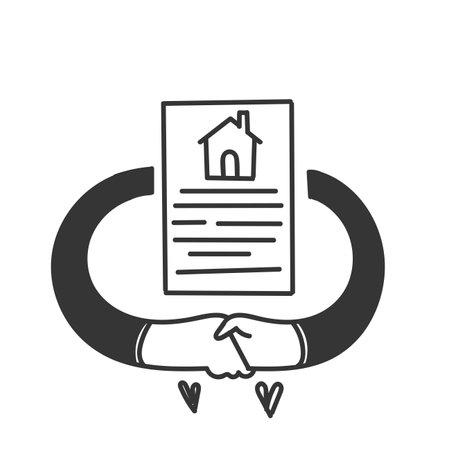hand drawn doodle house buy or rent agreement document iconのイラスト素材