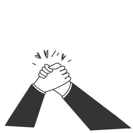 hand drawn doodle Soul brother handshake icon illustration cartoonのイラスト素材