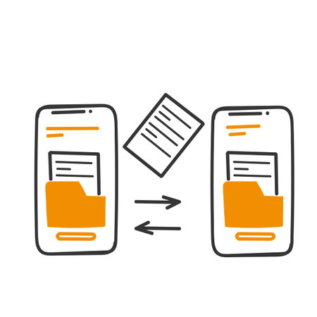 hand drawn doodle Send folder files between devices iconのイラスト素材