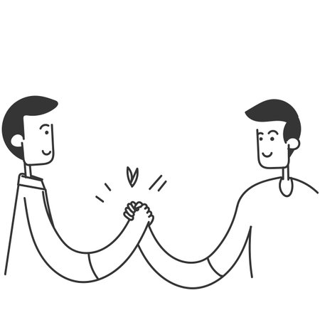 hand drawn doodle Soul brother handshake icon illustration cartoonのイラスト素材